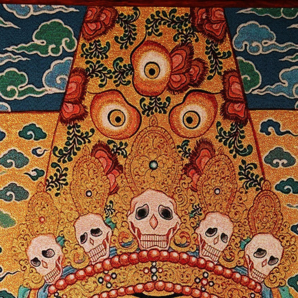 "Goddess of Windfalls" Zhaki Lamu Silk Embroidery Thangka (Female Wealth Deity) — view 2