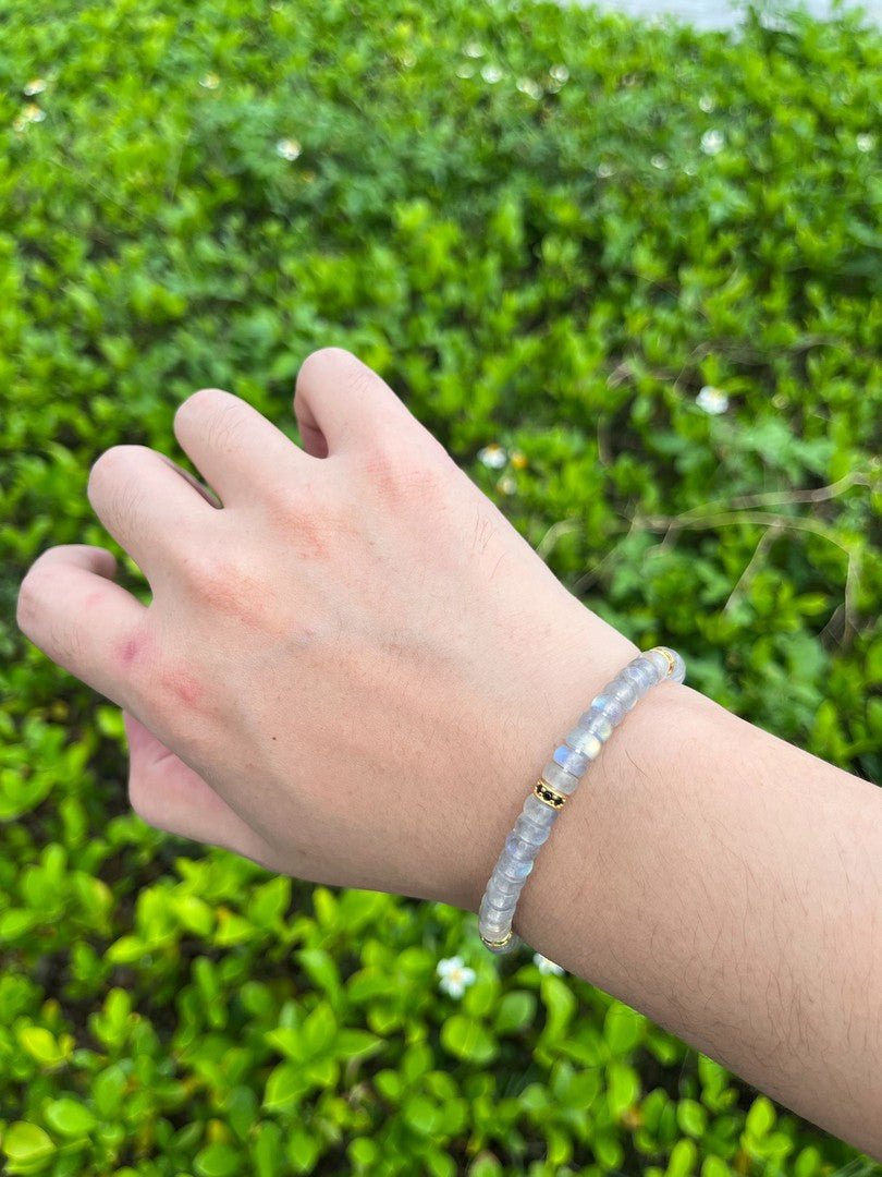 Gray Moonstone Bracelet — 6mm Natural Feldspar | Safe & Protected Energy - view 4