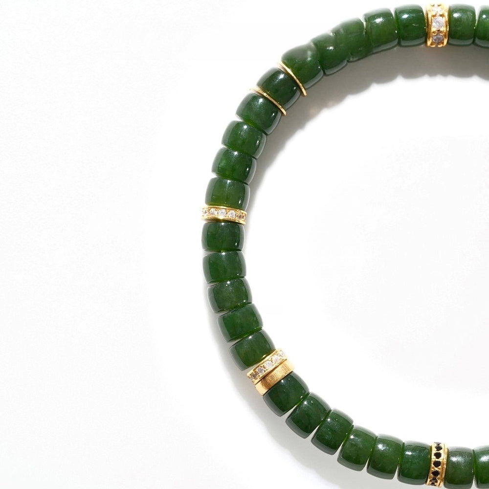 Hetian Green Jade Bracelet — 6mm Natural Gemstone | Wealth Magnet - view 3