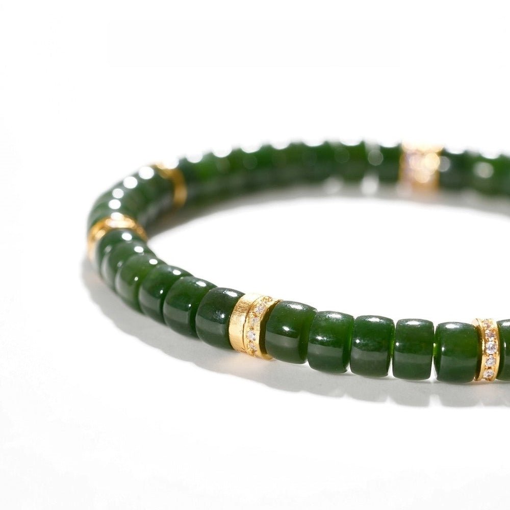 Hetian Green Jade Bracelet — 6mm Natural Gemstone | Wealth Magnet - view 2