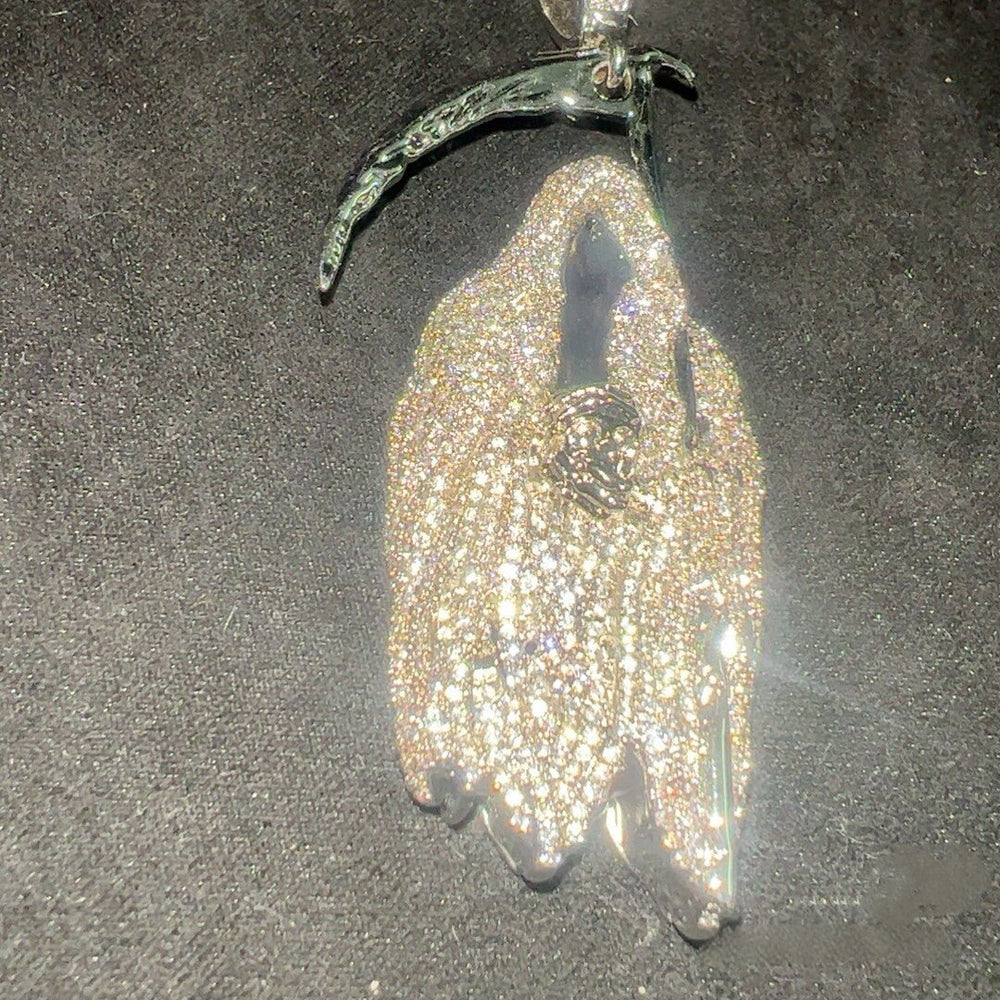Iced Out Grim Reaper Pendant - Glow in Dark Hip Hop Necklace - view 4