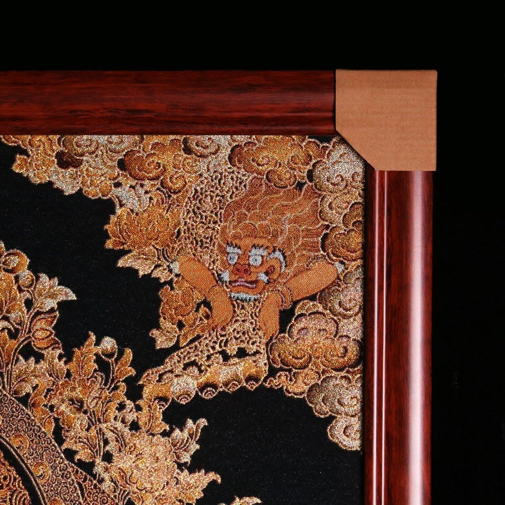 "Lord of Abundance" Yellow Jambhala Silk Embroidery Thangka Wall Art (Feng Shui Wealth Cure) — view 2