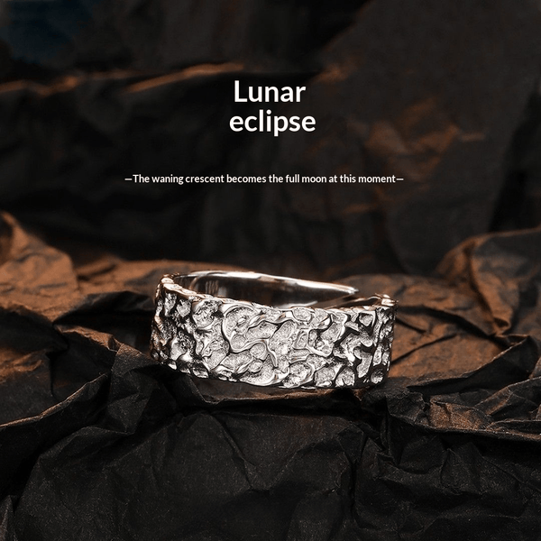"Lunar Eclipse" Hand-Hammered 925 Sterling Silver Cuff (Moon Surface Texture)