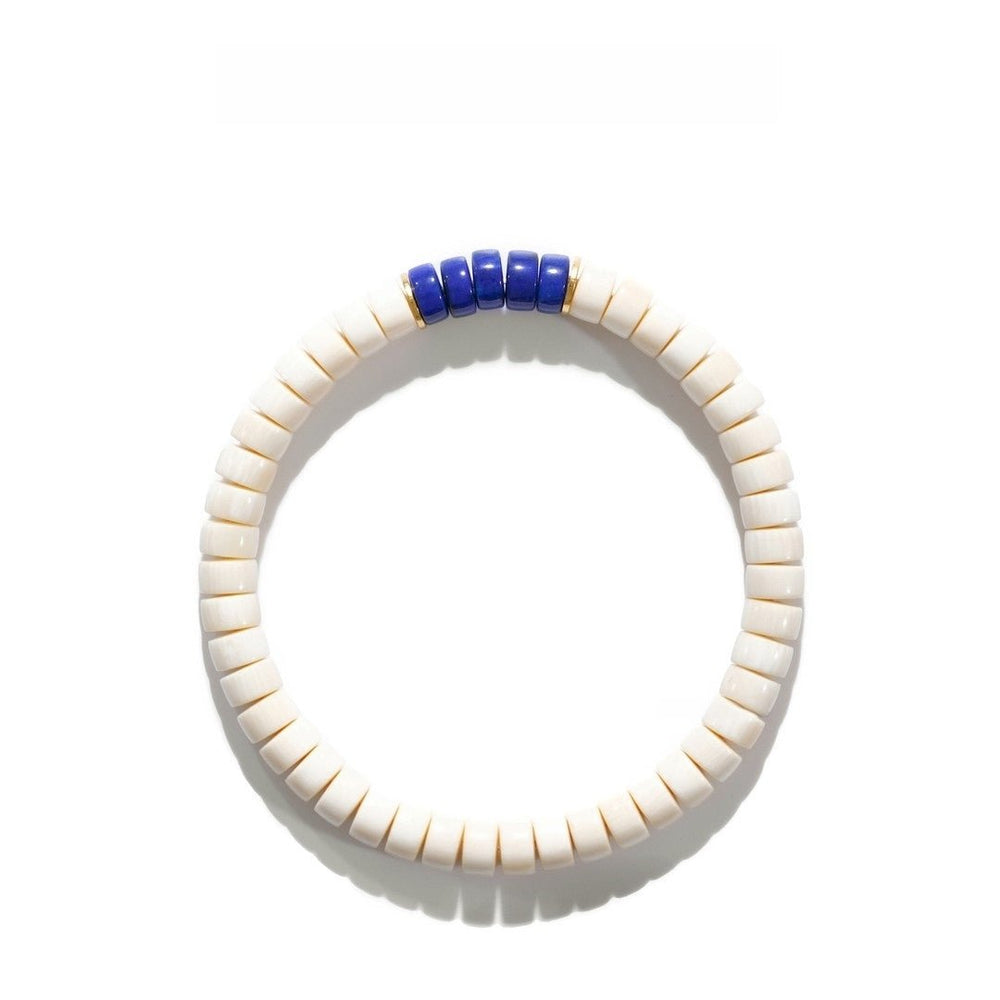 Mammoth Ivory Bracelet — 6mm Lapis Lazuli Inlay | Abundance & Prosperity - view 5