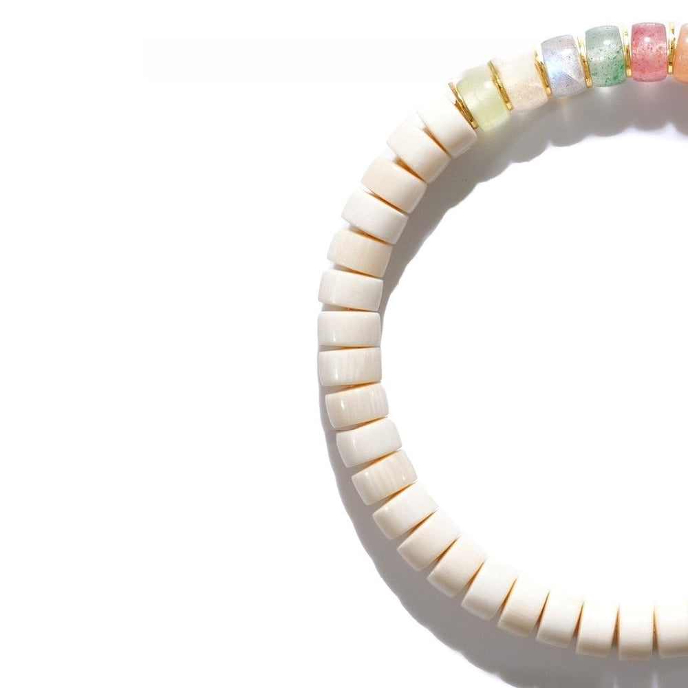 Mammoth Ivory Bracelet — 6mm Natural Gemstone Inlay | express your Dreams - view 3