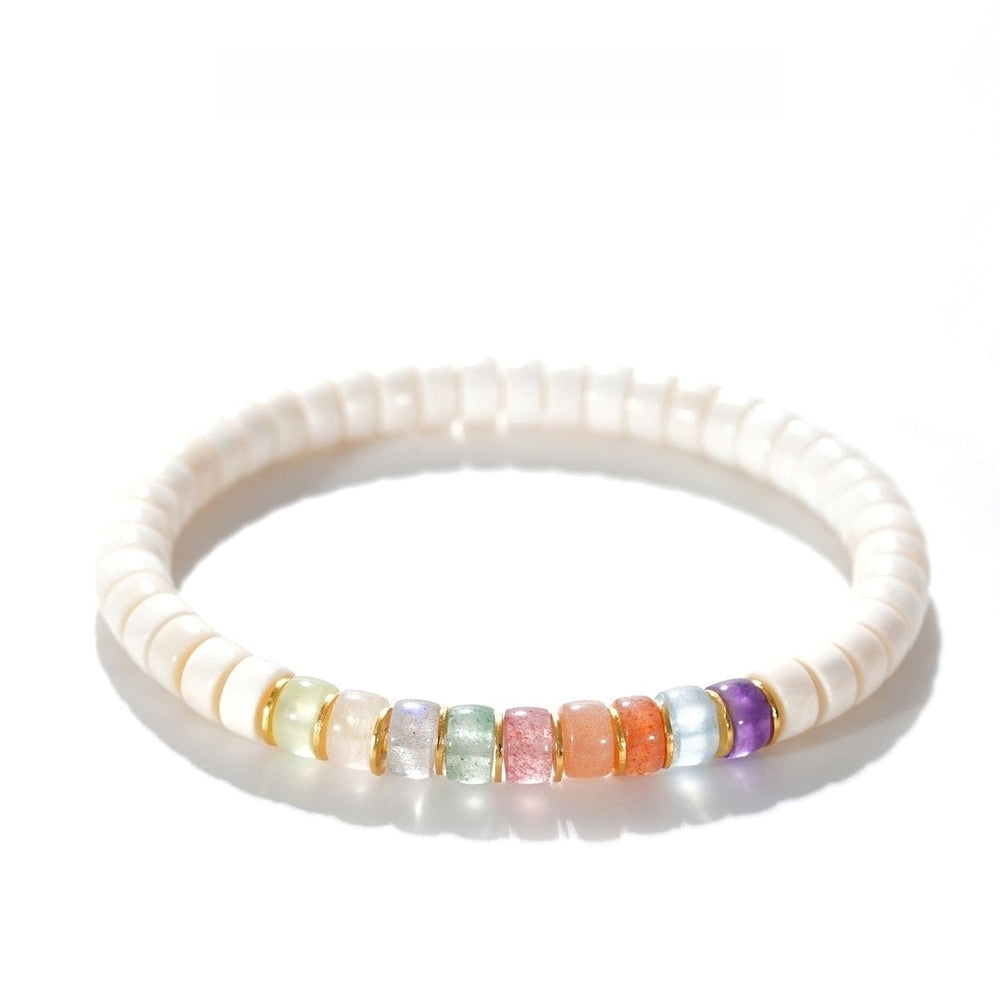 Mammoth Ivory Bracelet — 6mm Natural Gemstone Inlay | express your Dreams - view 4