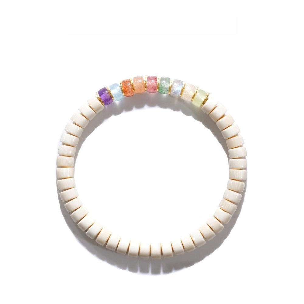 Mammoth Ivory Bracelet — 6mm Natural Gemstone Inlay | express your Dreams - view 5