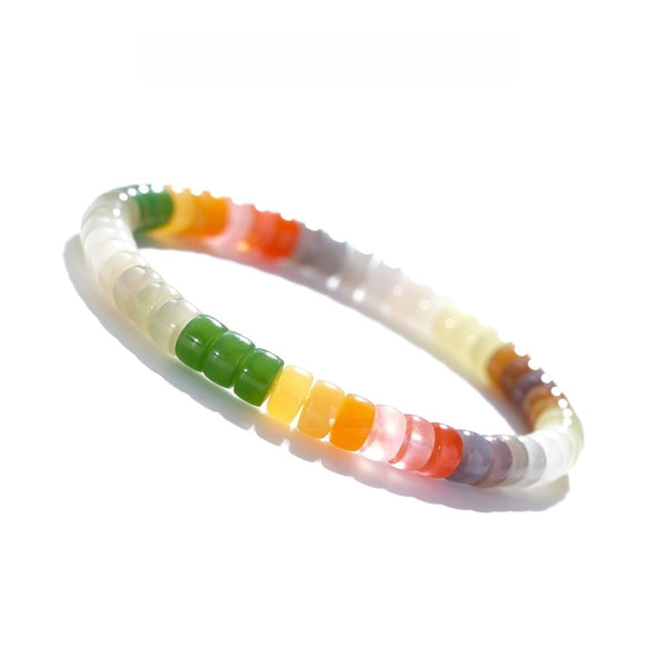 Multicolor Hetian Jade Bracelet — 6mm Natural Jade Wealth Magnet