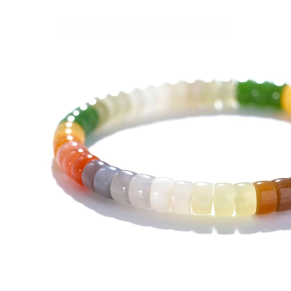 Multicolor Hetian Jade Bracelet — 6mm Natural Jade Wealth Magnet - view 3