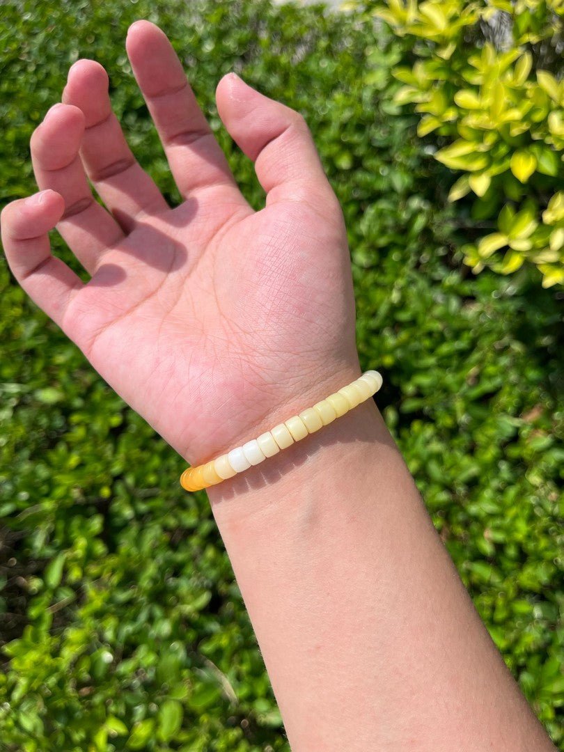 Natural Burmese Yellow Jade Bracelet — 6.6mm Gem-Grade Gradient for Protection - view 5