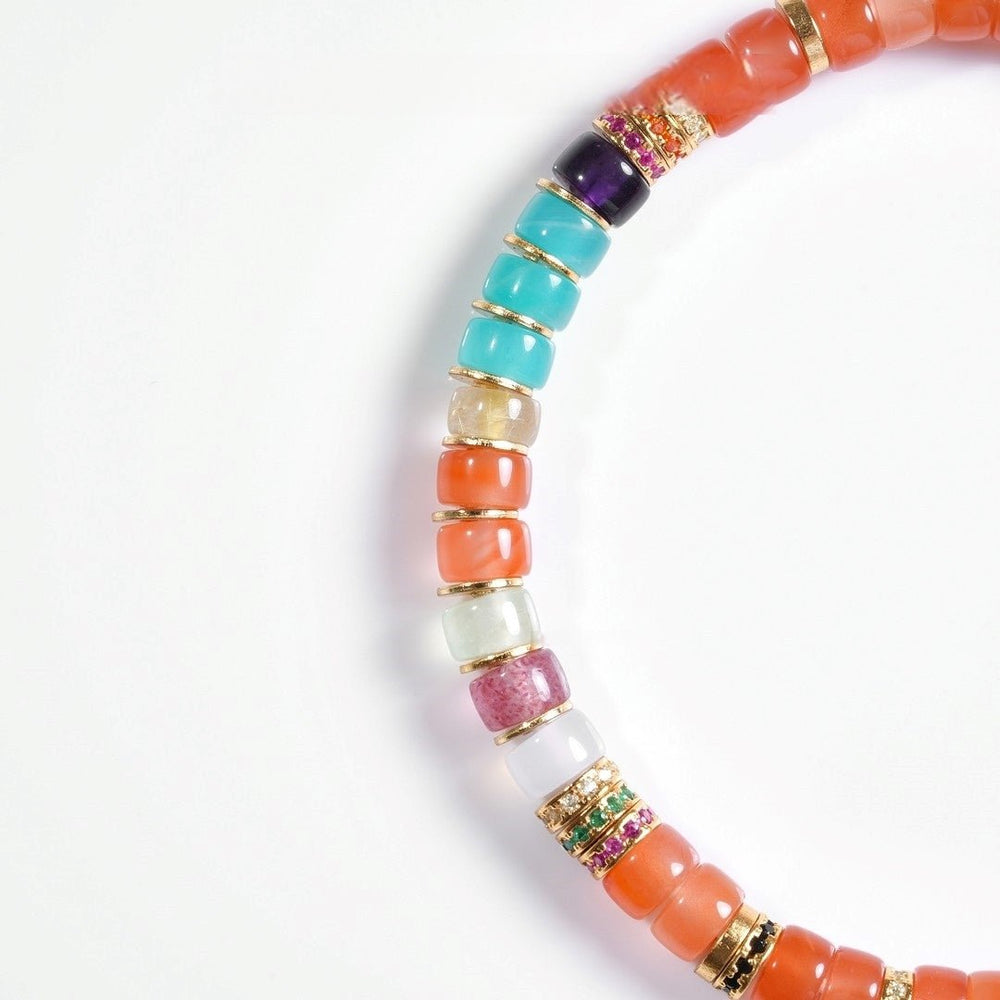Natural Southern Red Agate Bracelet — Rainbow Gemstone Prosperity Design - view 2