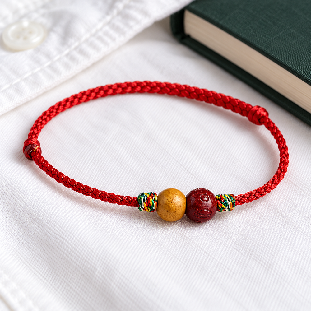 Peachwood & Cinnabar Cord Bracelet - view 4
