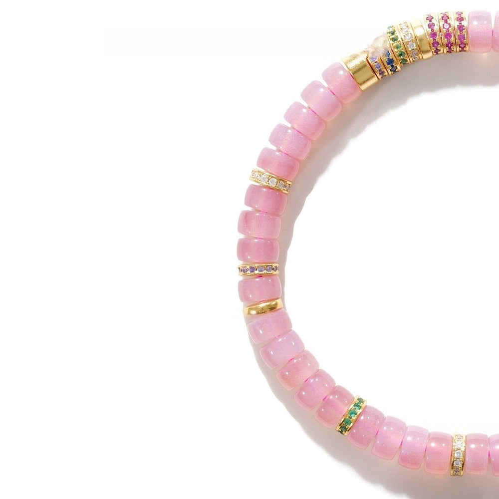 Pink Agate Bracelet — 6mm Fine-Cut Gemstone with Silver Accents | Shine Your Light - view 3