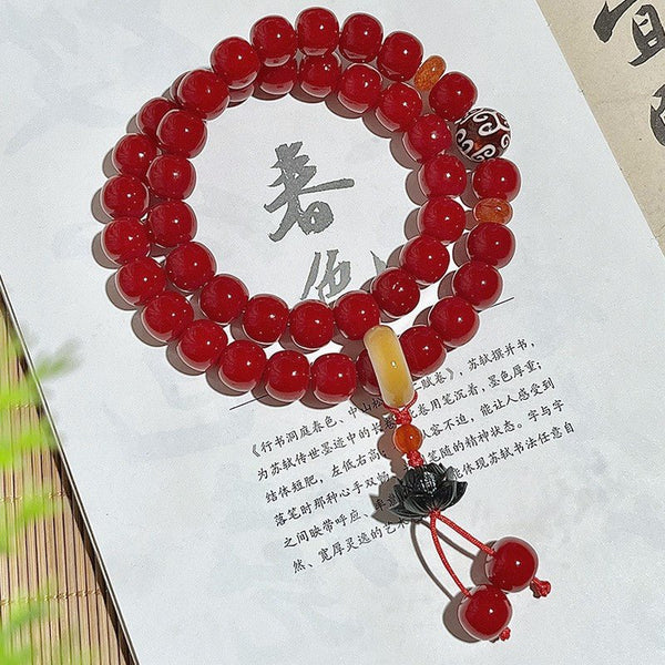 【Special offer】Raspberry Pink Double-Wrap Bodhi Prayer Beads — Handcrafted Mindfulness Mala