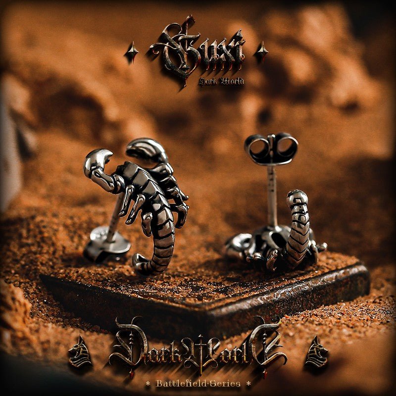 Scorpion Stud Earrings 925 Silver - 3D Detailed Gothic Animal - view 4