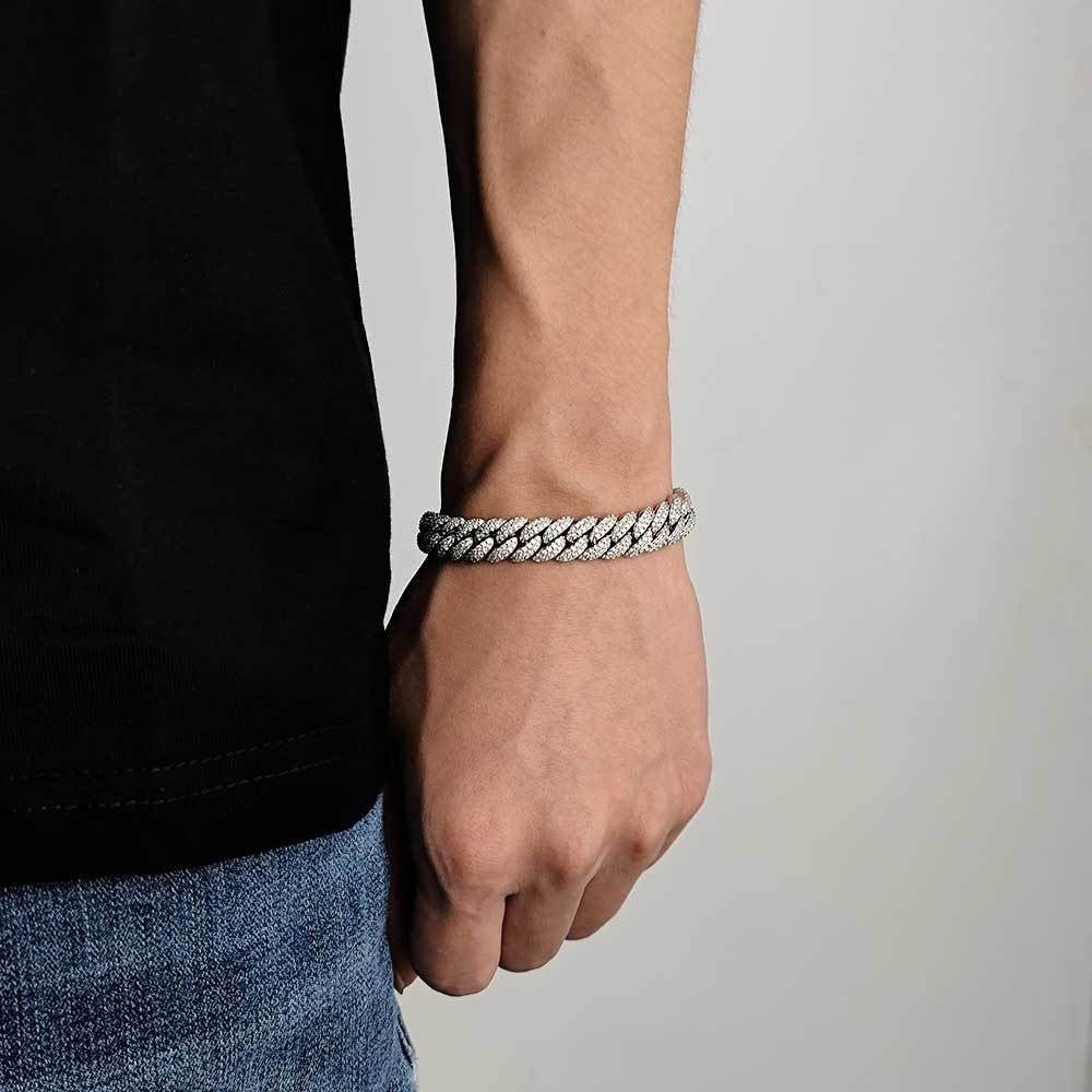 "The Bubble" 11mm Double Row Iced Out Cuban Bracelet (5A VVS Simulants) - view 2