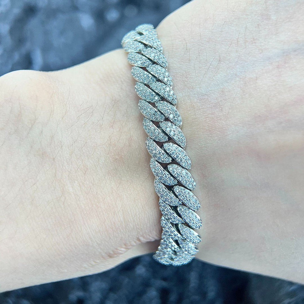 "The Bubble" 11mm Double Row Iced Out Cuban Bracelet (5A VVS Simulants) - view 4