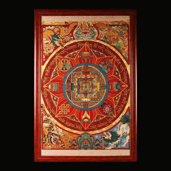 "The Sacred Center" Eight Auspicious Symbols Mandala Embroidery (Feng Shui Stability)