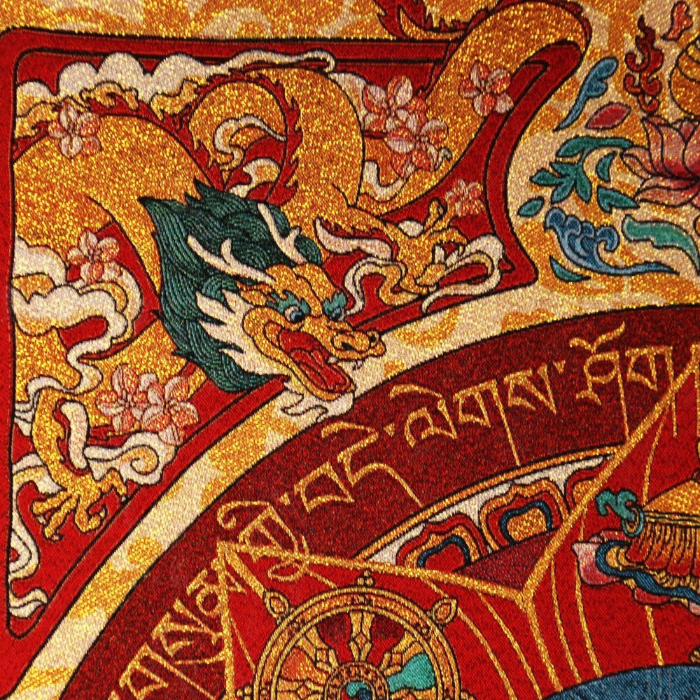"The Sacred Center" Eight Auspicious Symbols Mandala Embroidery (Feng Shui Stability) — view 3