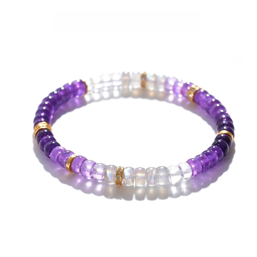 Tibetan Blessed Amethyst & Clear Quartz Bracelet for Self-Love - view 4