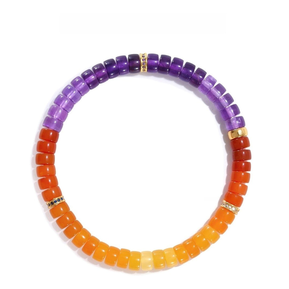Tibetan Blessed Amethyst & Yellow Agate Bracelet for Grounding - view 5