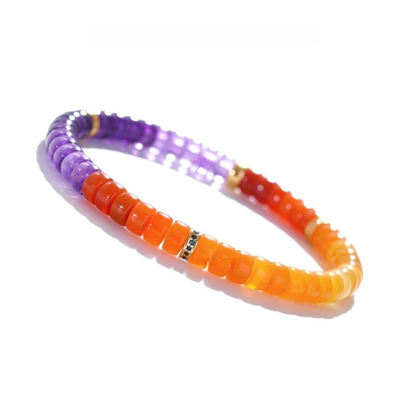 Tibetan Blessed Amethyst & Yellow Agate Bracelet for Grounding
