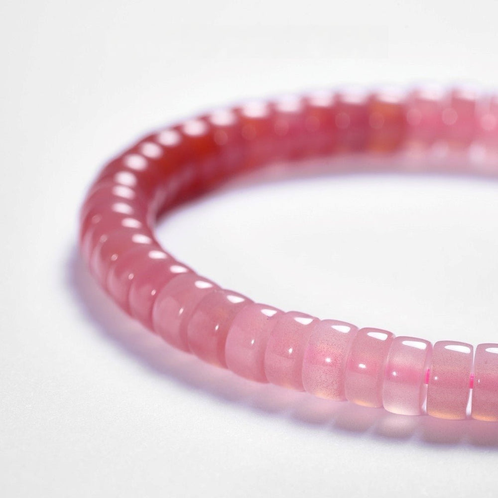 Tibetan Blessed Pink Agate Bracelet for Love & Connection - view 3