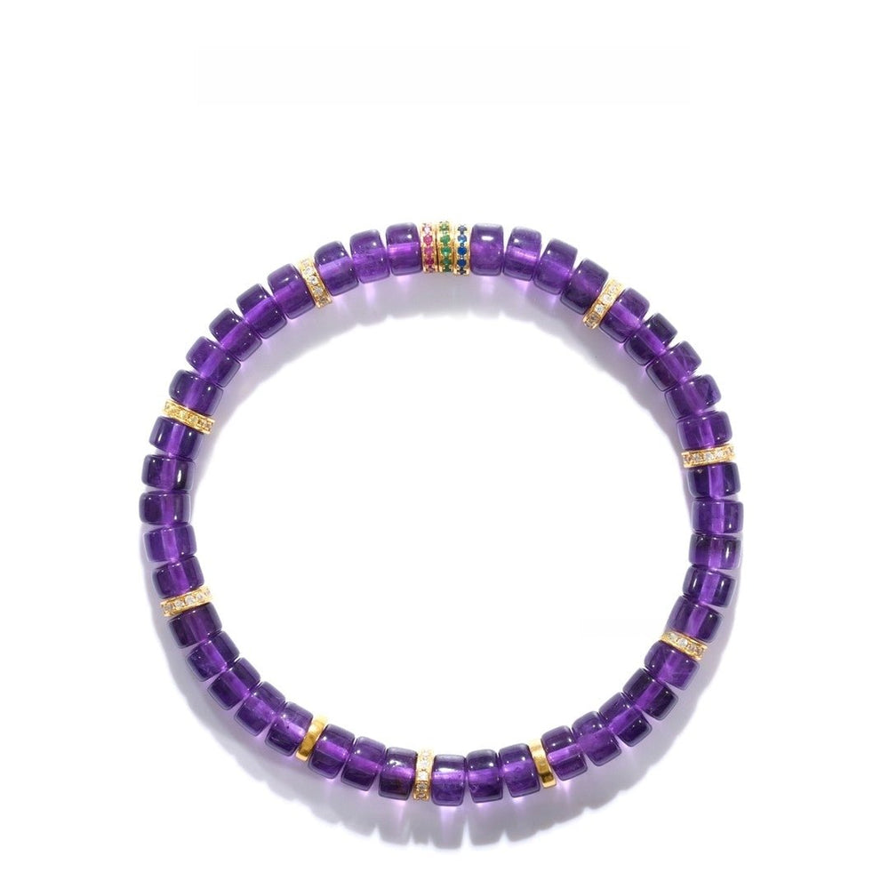 Tibetan Blessed Uruguayan Amethyst Bracelet for Stress Relief - view 5