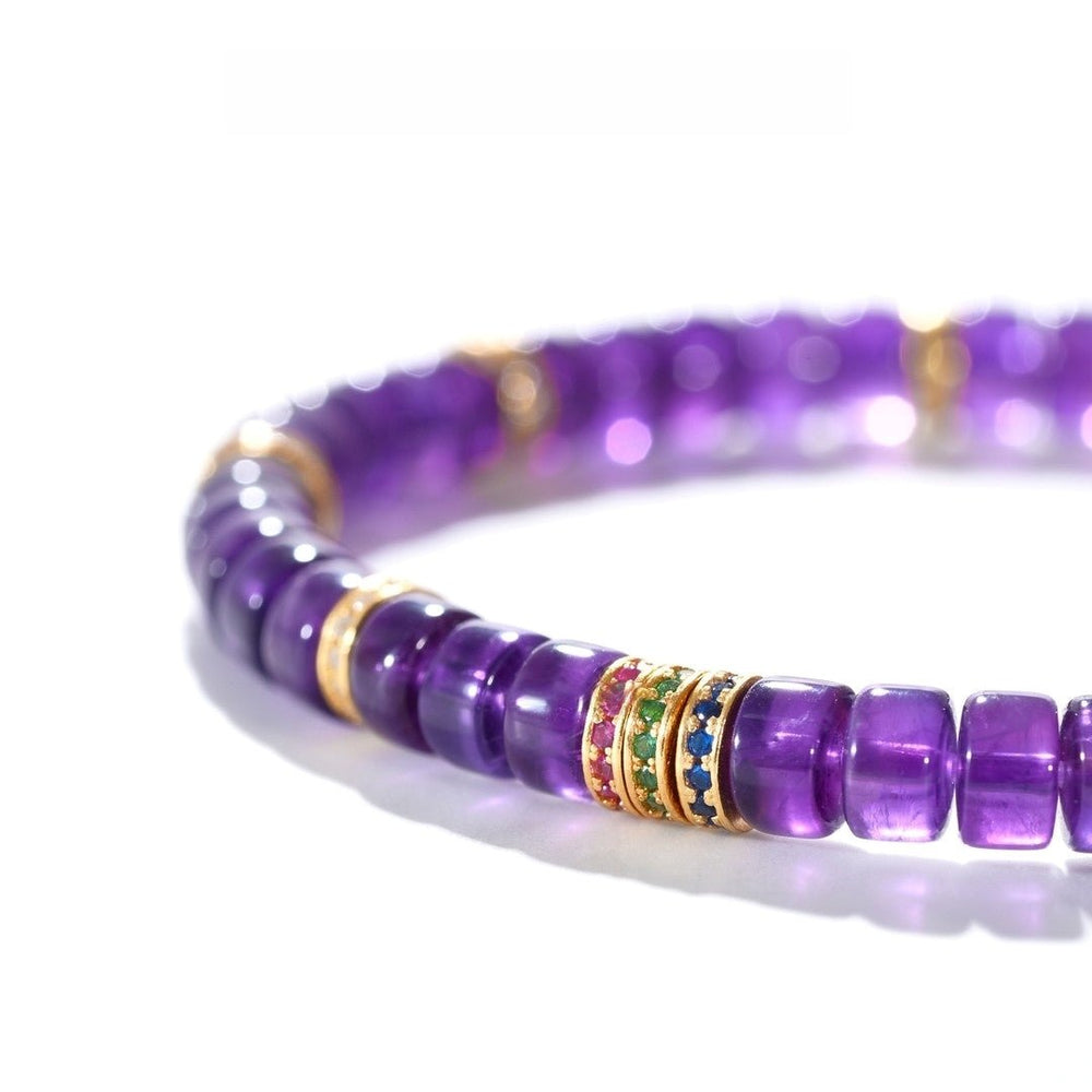 Tibetan Blessed Uruguayan Amethyst Bracelet for Stress Relief - view 3