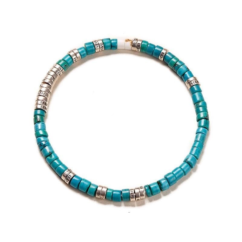 Turquoise Stretch Bracelet with Silver Spacers - 4.5mm Beaded - view 3