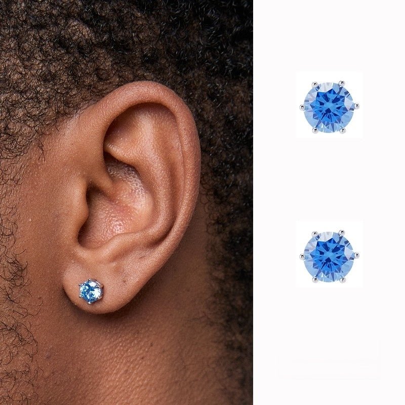 Vintage-Style 925 Sterling Silver Zircon Earrings (Emerald Green / Sapphire Blue) - view 4