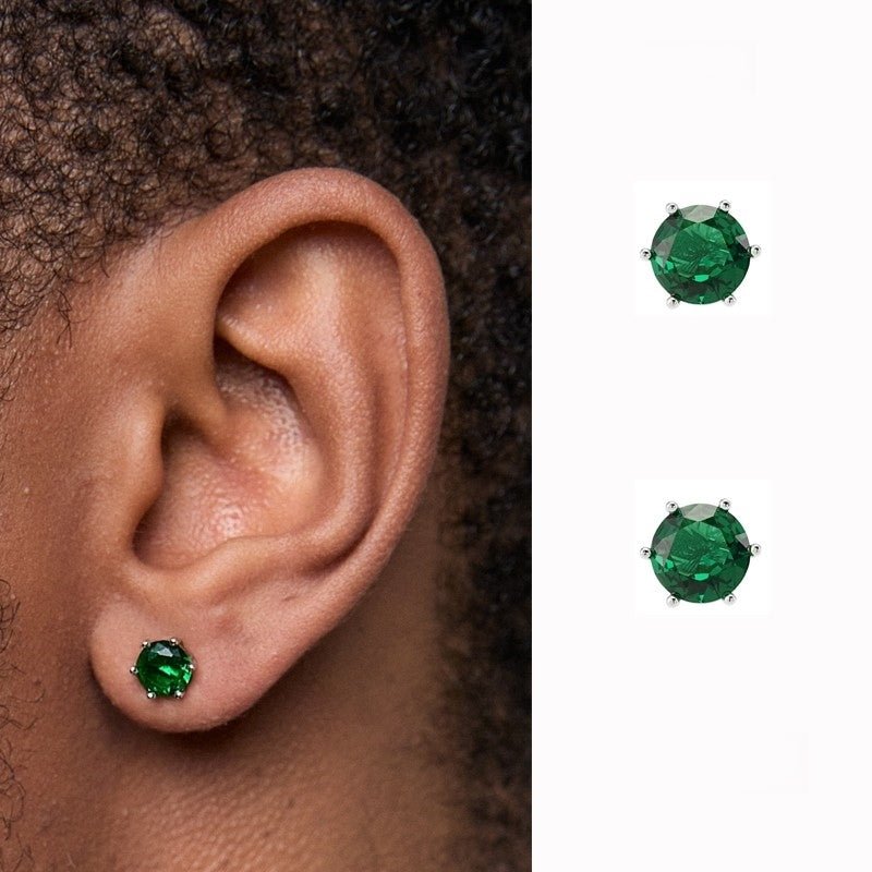 Vintage-Style 925 Sterling Silver Zircon Earrings (Emerald Green / Sapphire Blue) - view 3
