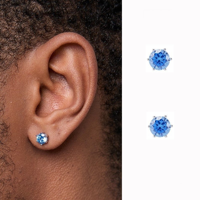 Vintage-Style 925 Sterling Silver Zircon Earrings (Emerald Green / Sapphire Blue) - view 2