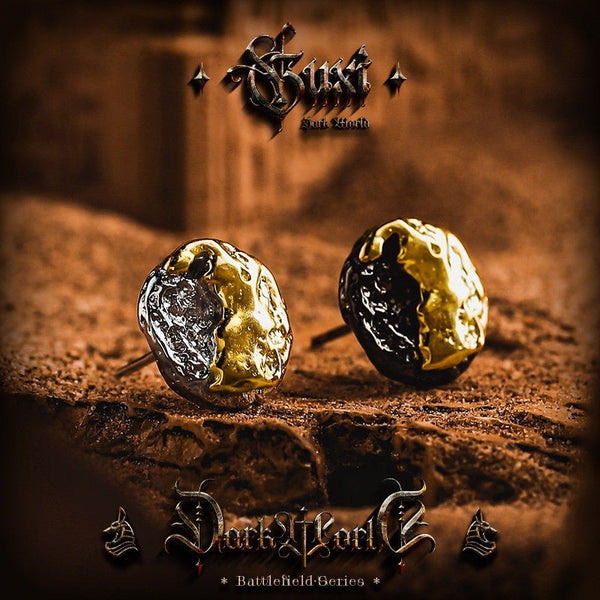 Warrior Helmet Stud Earrings 925 Silver - Gold Silver Two Tone