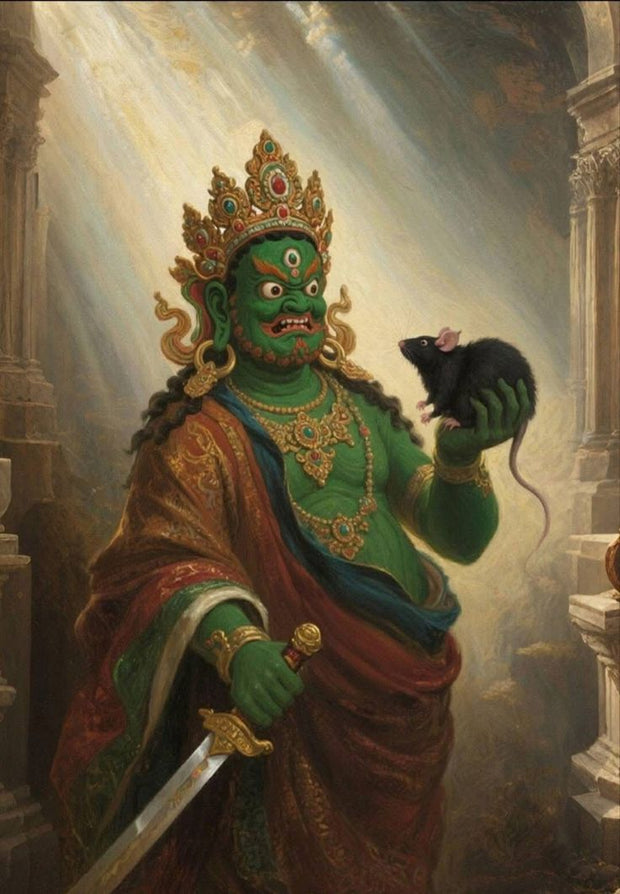 Green Jambhala Thangka: Prosperity, Abundance & Spiritual Fulfillment - Buddhabelief