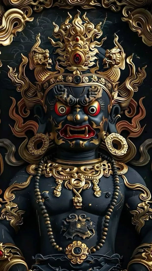 Black Jambhala Thangka: Break Financial Blocks & Attract Abundance - Buddhabelief