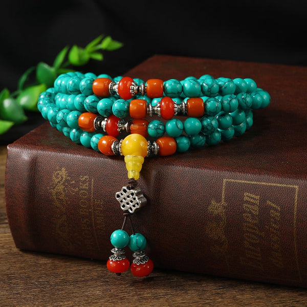 【Special offer】Tibetan Turquoise & Carnelian Rosary | 108 Beads