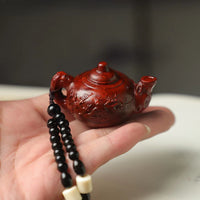 Small‑Leaf Red Sandalwood Teapot Handle Ornament