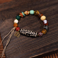 Agate eye bead bracelet