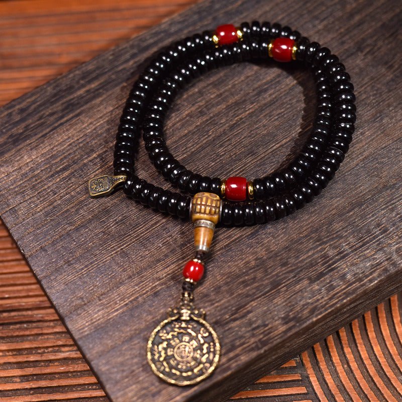 Coconut shell trendy Buddhist prayer beads - view 3
