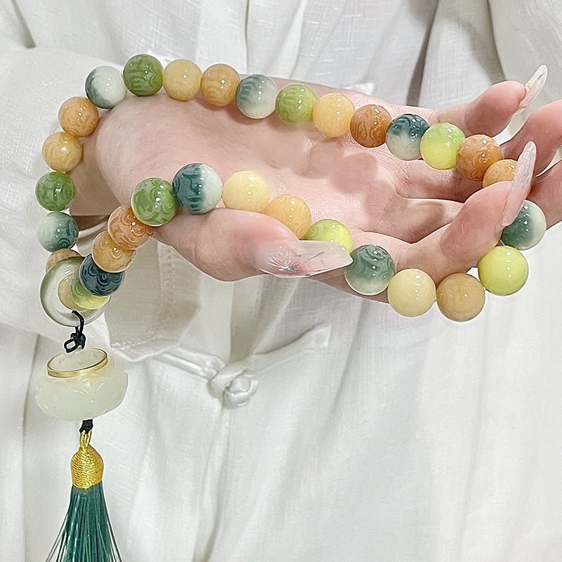 Carved Mantra Mala Beads | Multi-Color Prayer Beads - view 1