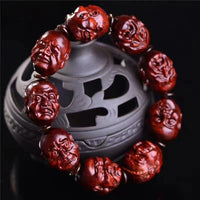 Eighteen Arhats Small‑Leaf Red Sandalwood Bracelet
