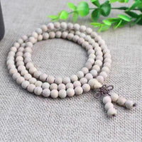 Small‑Leaf White Sandalwood 108‑Bead Mala Bracelet