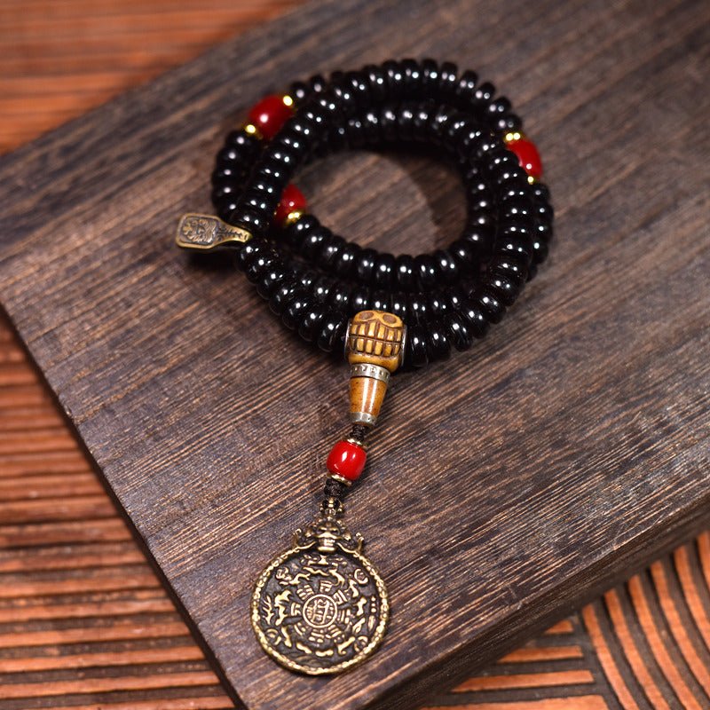 Coconut shell trendy Buddhist prayer beads - view 1