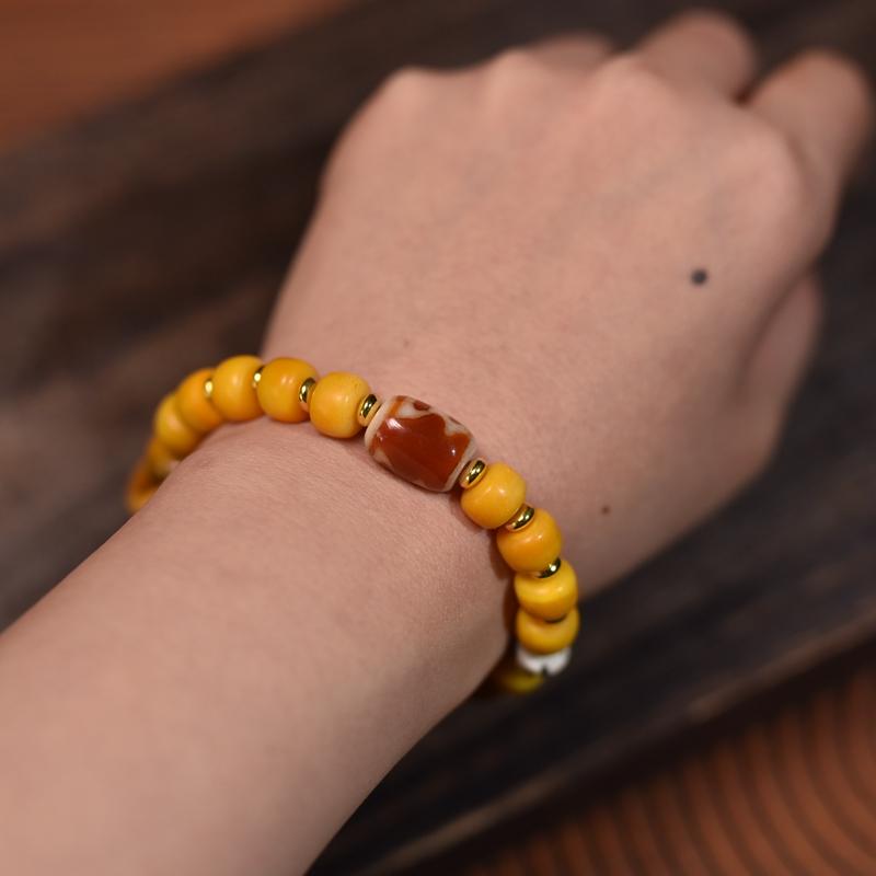 Golden Yak Bone Bracelet | Tibetan Energy Amulet - view 2