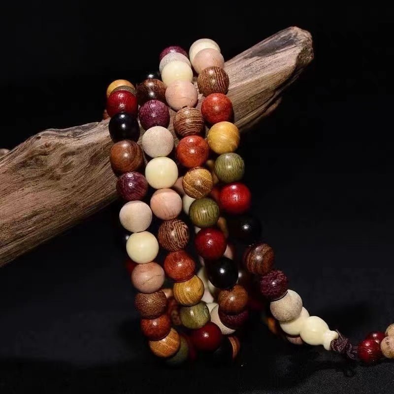 Multicolor Agarwood 108‑Bead Mala Bracelet - view 4