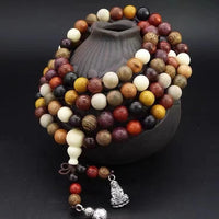 Multicolor Agarwood 108‑Bead Mala Bracelet