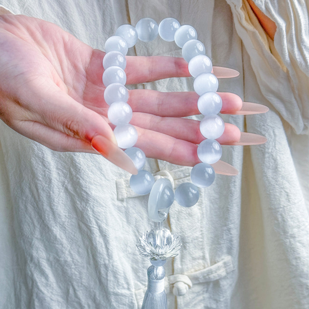 Cat’s Eye Crystal Mala | Handmade Prayer Beads for Peace - view 7