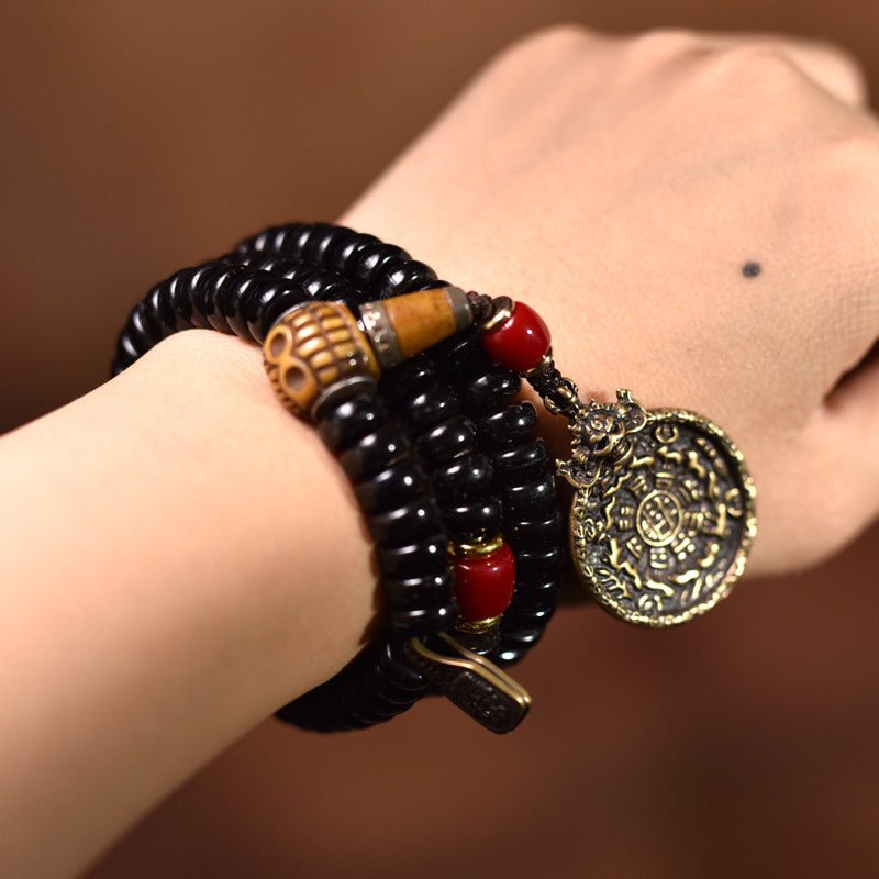 Coconut shell trendy Buddhist prayer beads - view 2