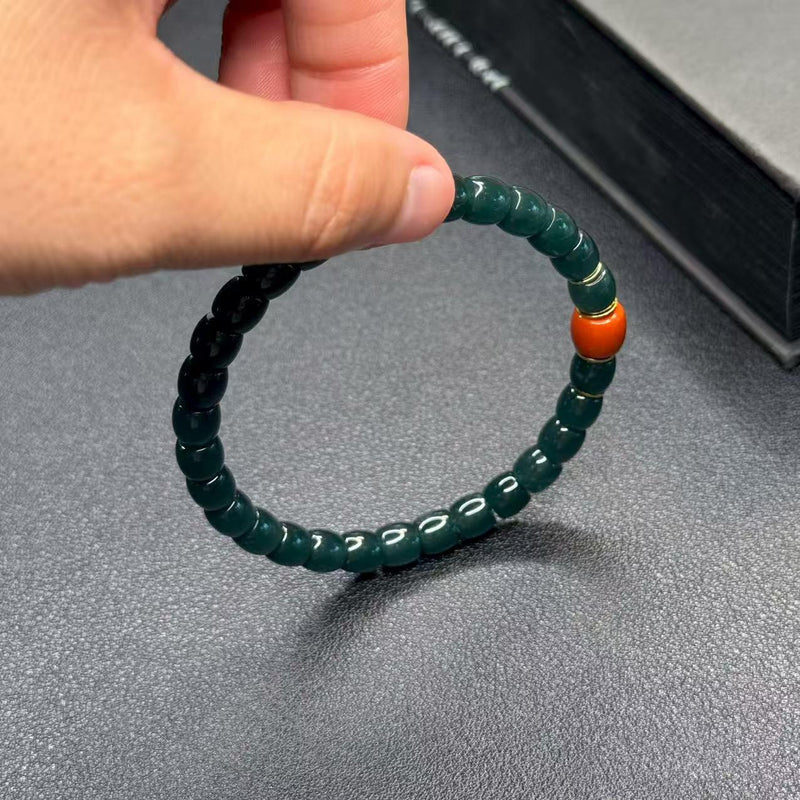 7mm High - Ice Weimaterial Jade Bracelet – Straight - Cut Artisan Craft for Stacking (Elegant & Unique) - Buddhabelief